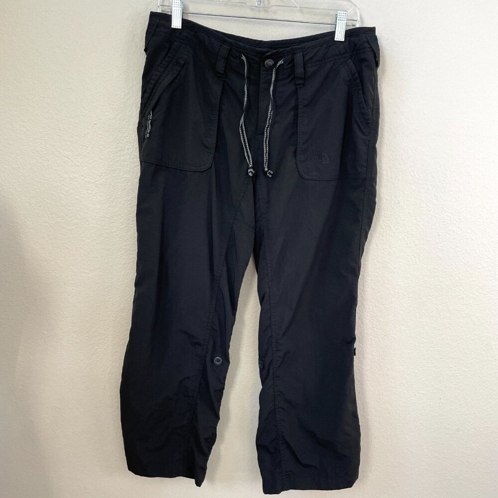 The North Face Womens 10 Nylon Cargo Capri Pants Black Convertible Hiking Outdoo